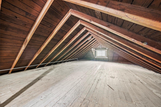 view of unfinished attic