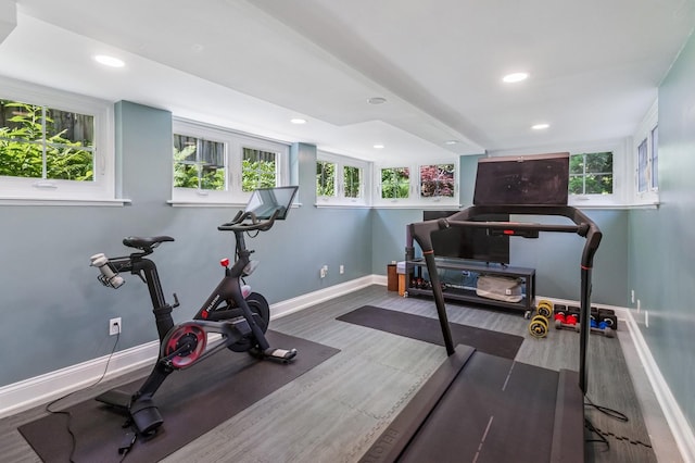 1422 Wesley Ave, Evanston, IL 60201 - exercise room featuring wood finished floors and recessed lighting