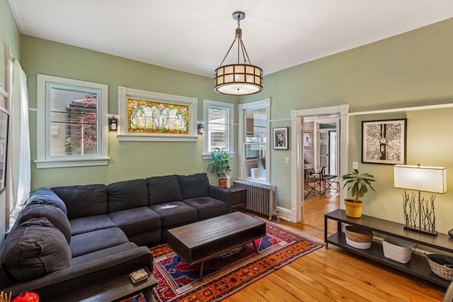 1422 Wesley Ave, Evanston, IL 60201 - living room with radiator heating unit and hardwood / wood-style flooring