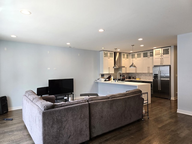 2744 N Lincoln Ave Unit 2, Chicago, IL 60614 - living area with dark wood-type flooring and recessed lighting