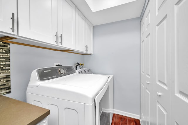 7926 164th Pl Unit 7926, Tinley Park, IL 60477 - laundry area with cabinet space, independent washer and dryer, and dark wood-style floors