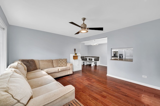 7926 164th Pl Unit 7926, Tinley Park, IL 60477 - living area featuring dark wood-style floors and ceiling fan