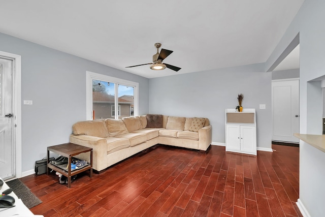 7926 164th Pl Unit 7926, Tinley Park, IL 60477 - living room featuring a ceiling fan and dark wood-type flooring