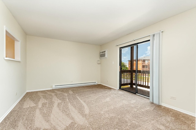 1131 Cedar St Unit 2B, Glendale Heights, IL 60139 - carpeted empty room with baseboard heating and an AC wall unit