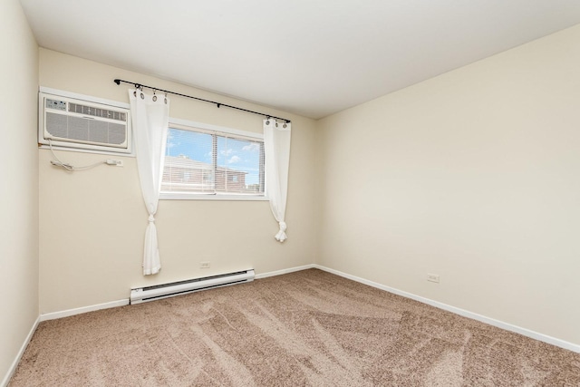 1131 Cedar St Unit 2B, Glendale Heights, IL 60139 - spare room with baseboard heating, carpet floors, and a wall unit AC