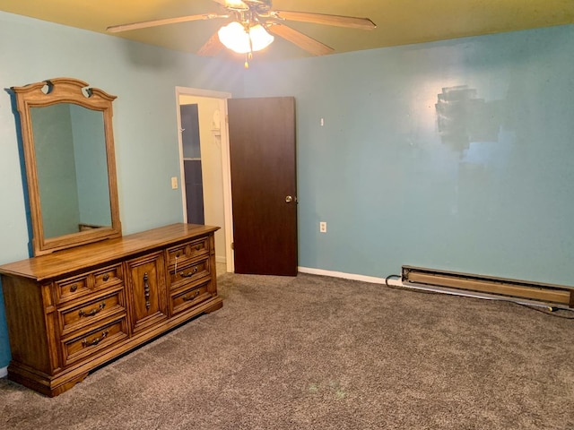 3122 Arlington Dr, Princeton, IL 61356 - unfurnished bedroom with a baseboard radiator, carpet floors, and ceiling fan