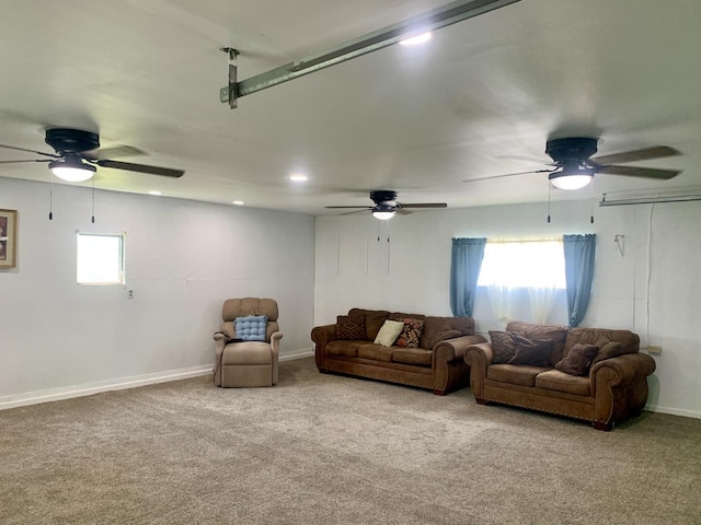 3122 Arlington Dr, Princeton, IL 61356 - carpeted living room featuring a ceiling fan