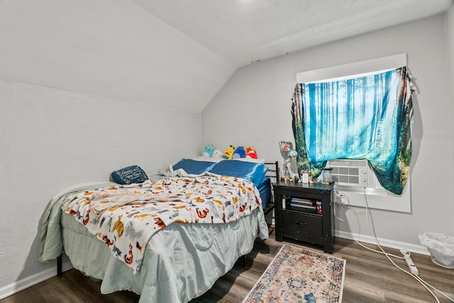 305 Irving St, Joliet, IL 60432 - bedroom featuring wood finished floors, cooling unit, and lofted ceiling