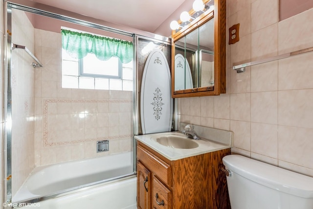 13247 S S Ave M, Chicago, IL 60633 - full bathroom featuring vanity, enclosed tub / shower combo, and tile walls