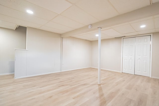 447 Yorkshire Sq, Bolingbrook, IL 60440 - finished below grade area featuring wood finished floors, a drop ceiling, and recessed lighting