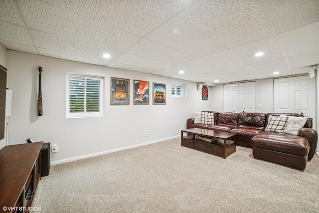 930 Bristol Trail Rd, Lake Zurich, IL 60047 - carpeted living room with a drop ceiling and recessed lighting