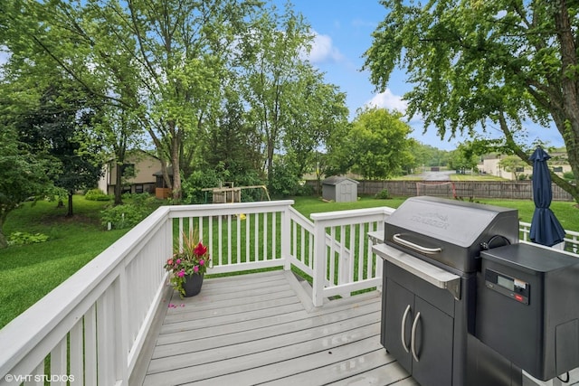 930 Bristol Trail Rd, Lake Zurich, IL 60047 - wooden deck featuring a shed, a playground, and area for grilling