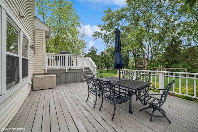 930 Bristol Trail Rd, Lake Zurich, IL 60047 - wooden terrace featuring outdoor dining area and a yard