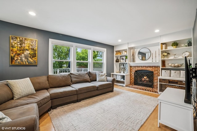 930 Bristol Trail Rd, Lake Zurich, IL 60047 - living area with light wood finished floors, a fireplace, and recessed lighting