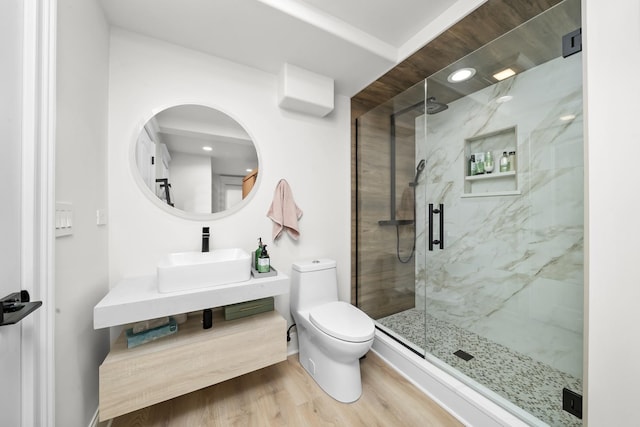 6280 Blackstone Ave, La Grange Highlands, IL 60525 - full bath featuring wood finished floors, a marble finish shower, vanity, and recessed lighting