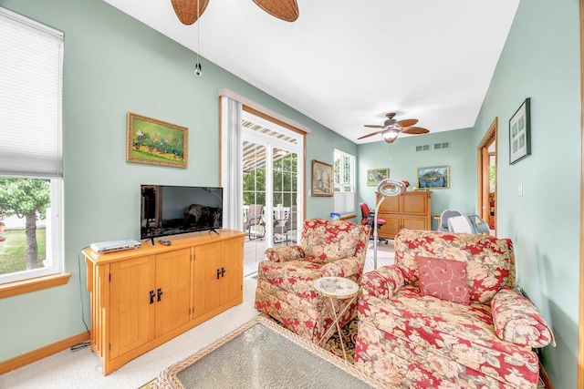 20015 Founders Way, Olympia Fields, IL 60461 - living room with ceiling fan, plenty of natural light, and light carpet