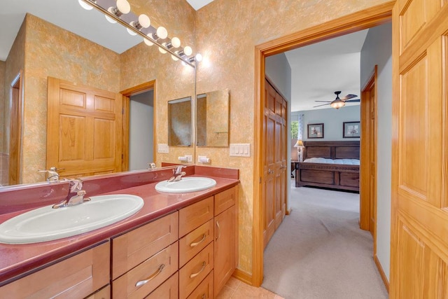 20015 Founders Way, Olympia Fields, IL 60461 - bathroom with connected bathroom, double vanity, and a ceiling fan