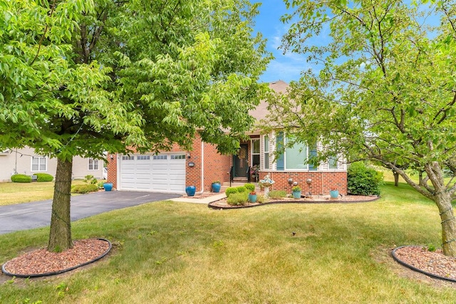 20015 Founders Way, Olympia Fields, IL 60461 - view of property hidden behind natural elements with brick siding, driveway, an attached garage, and a front lawn