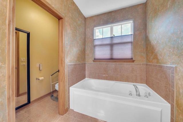 20015 Founders Way, Olympia Fields, IL 60461 - bathroom with a bath, tile patterned flooring, and wallpapered walls