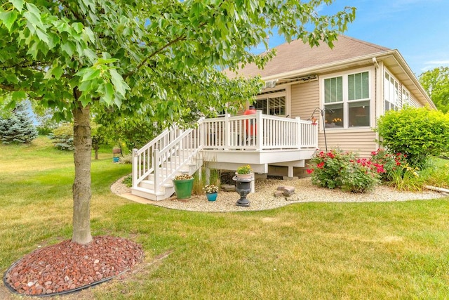 20015 Founders Way, Olympia Fields, IL 60461 - view of front of house featuring a deck, a front yard, and roof with shingles