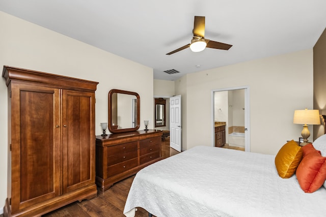10 Park Ave, River Forest, IL 60305 - bedroom with dark wood-type flooring, ensuite bathroom, and a ceiling fan