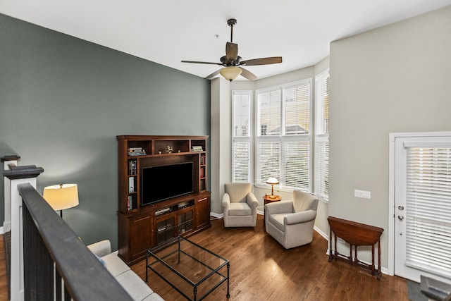 10 Park Ave, River Forest, IL 60305 - living area with a ceiling fan and wood finished floors