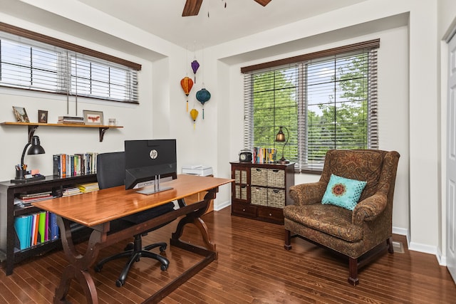 10 Park Ave, River Forest, IL 60305 - office area featuring hardwood / wood-style flooring and a ceiling fan