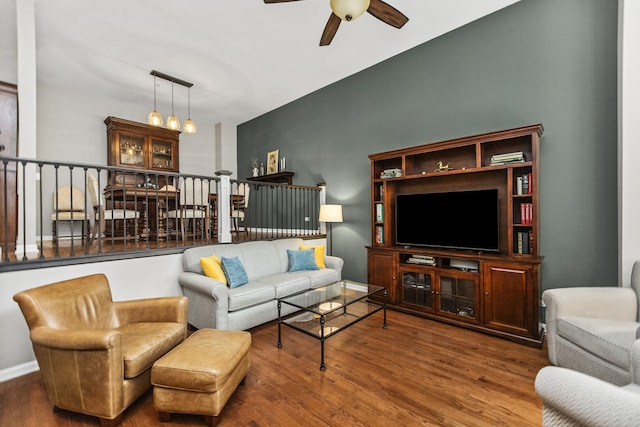 10 Park Ave, River Forest, IL 60305 - living room with ceiling fan and wood finished floors