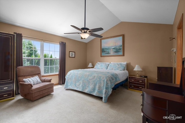 7512 Prairieside Dr, Plainfield, IL 60586 - carpeted bedroom with lofted ceiling and ceiling fan