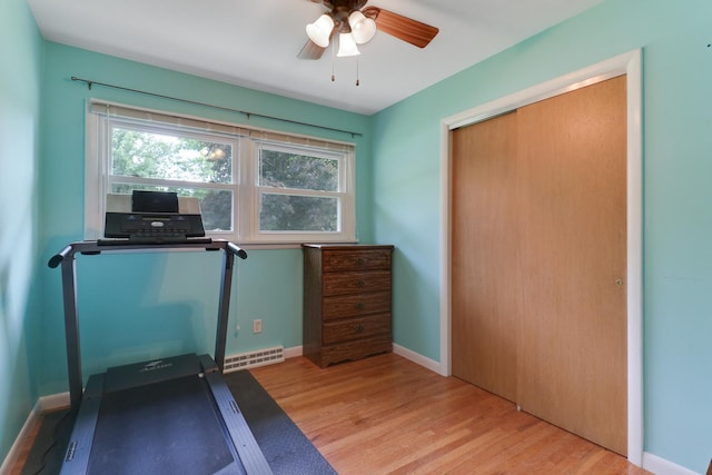 1001 Sheridan Rd, Normal, IL 61761 - exercise area with light wood finished floors, ceiling fan, and plenty of natural light