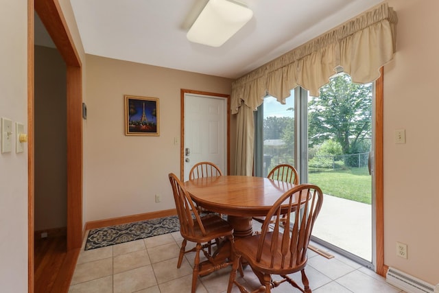 1001 Sheridan Rd, Normal, IL 61761 - dining area featuring a baseboard heating unit and light tile patterned flooring