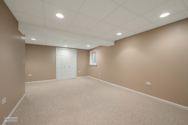 1884 Shore Line Ct, Romeoville, IL 60446 - finished basement featuring carpet, recessed lighting, and a paneled ceiling