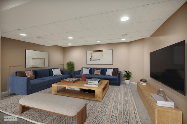 1884 Shore Line Ct, Romeoville, IL 60446 - living area with a drop ceiling, carpet flooring, and recessed lighting