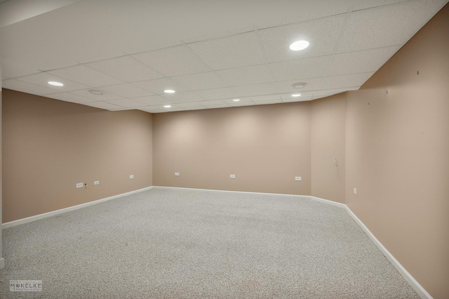 1884 Shore Line Ct, Romeoville, IL 60446 - empty room featuring carpet floors, a drop ceiling, and recessed lighting