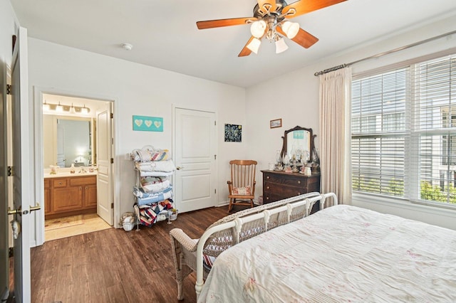13120 Birmingham Ct, Beach Park, IL 60083 - bedroom featuring wood finished floors, ensuite bathroom, and ceiling fan