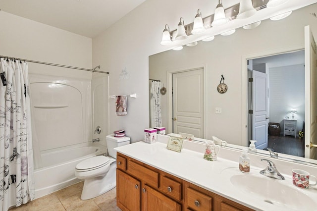 13120 Birmingham Ct, Beach Park, IL 60083 - full bathroom with vanity, shower / bath combo with shower curtain, and tile patterned flooring