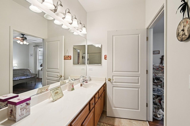 13120 Birmingham Ct, Beach Park, IL 60083 - bathroom with vanity, ceiling fan, and ensuite bath