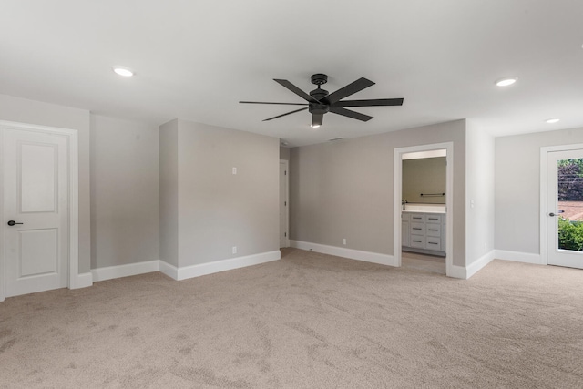 1205 Broadmoor Dr, Champaign, IL 61821 - unfurnished room featuring light colored carpet, ceiling fan, and recessed lighting