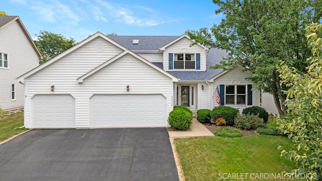 2436 Haider Ave, Naperville, IL 60564 - traditional home with roof with shingles, driveway, a garage, and a front lawn
