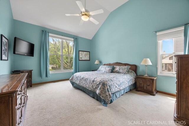 2436 Haider Ave, Naperville, IL 60564 - carpeted bedroom with vaulted ceiling and a ceiling fan
