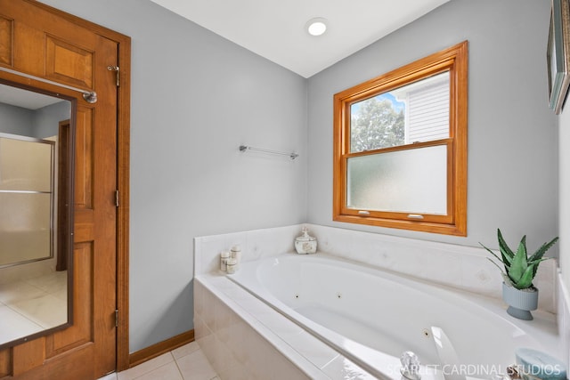 2436 Haider Ave, Naperville, IL 60564 - full bathroom with a tub with jets, a stall shower, and tile patterned flooring