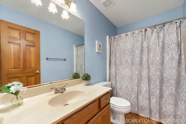 2436 Haider Ave, Naperville, IL 60564 - bathroom with vanity, wood finished floors, and curtained shower