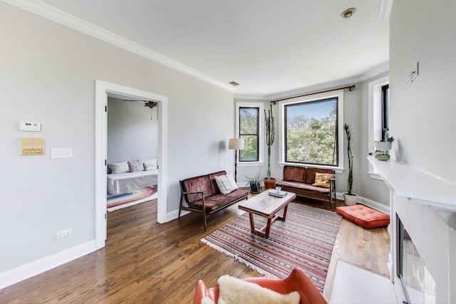 3253 W Palmer St Unit 301, Chicago, IL 60647 - living area featuring wood finished floors and ornamental molding