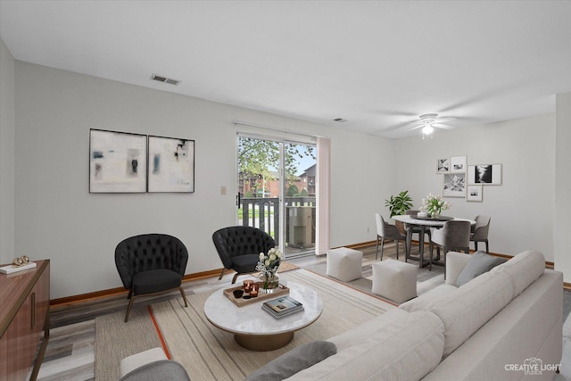 2301 Bicentennial Ave Unit 5, Crest Hill, IL 60403 - living room featuring light wood-style floors and a ceiling fan