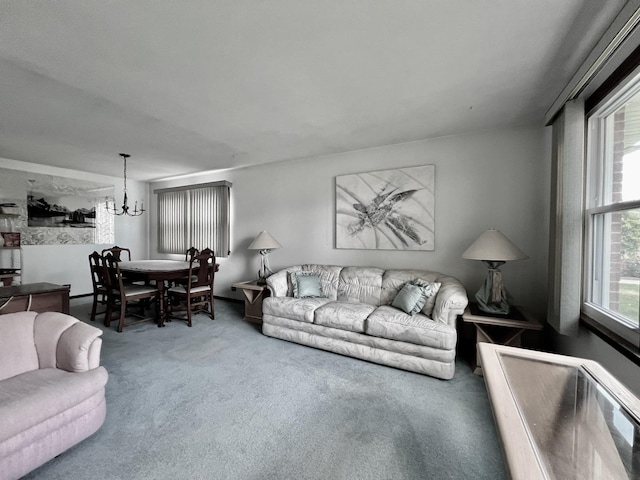 6631 W 89th Pl, Oak Lawn, IL 60453 - carpeted living area with a chandelier