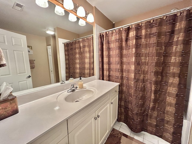 8449 Callie Ave, Morton Grove, IL 60053 - bathroom featuring vanity, tile patterned flooring, and curtained shower