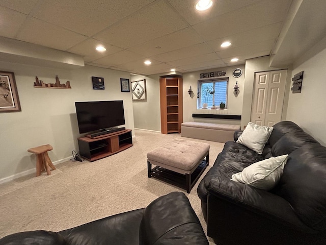 8449 Callie Ave, Morton Grove, IL 60053 - living area with carpet floors, recessed lighting, and a paneled ceiling