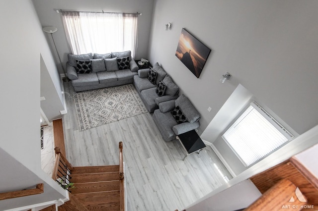 40 Jackson Ln, Streamwood, IL 60107 - living area featuring wood finished floors and a high ceiling
