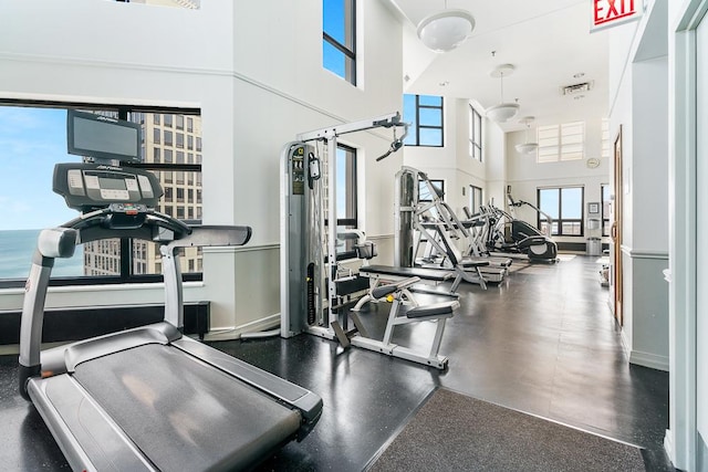401 E Ontario St Unit 2804, Chicago, IL 60611 - exercise room featuring a high ceiling