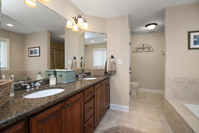 1920 Summerfield Ln, Bourbonnais, IL 60914 - full bathroom featuring a bath, double vanity, and curtained shower
